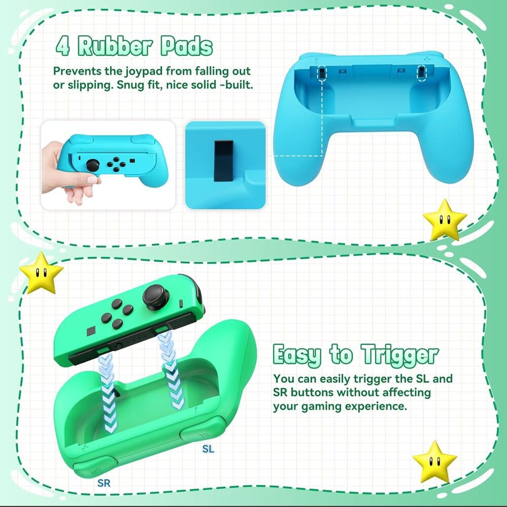 4 Pack Grips Kit Compatible with Nintendo Switch Animal Crossing for Joy Con - Picture 4 of 5